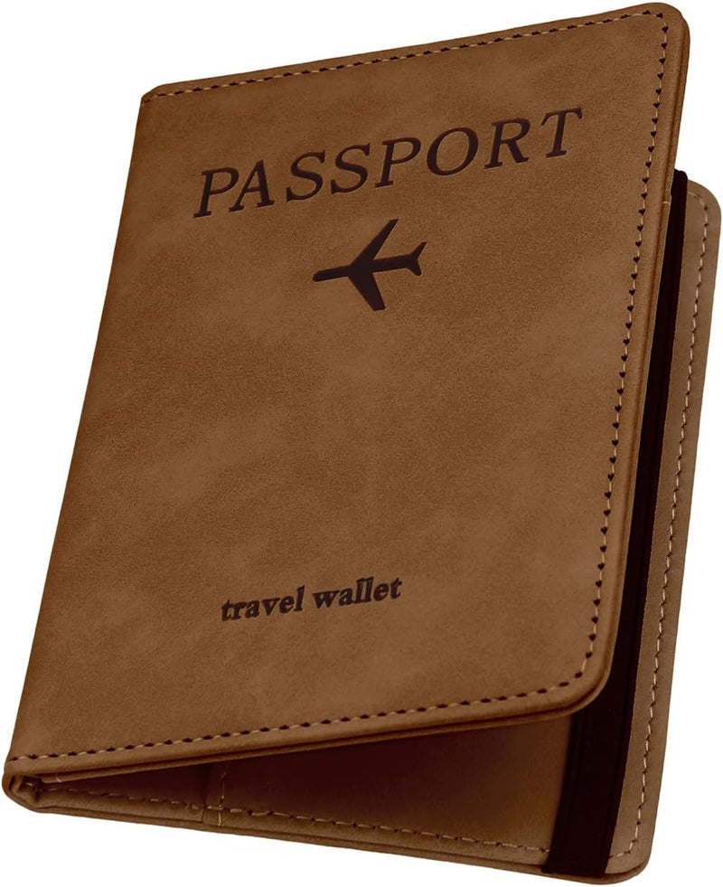ILIYAH -Passport Cover-Passport Holder Travel Wallet-RFID-Blocking Passport Case Travel Accessories Card Holder Wallet Unisex Travel Gifts（Brown） - Image 1